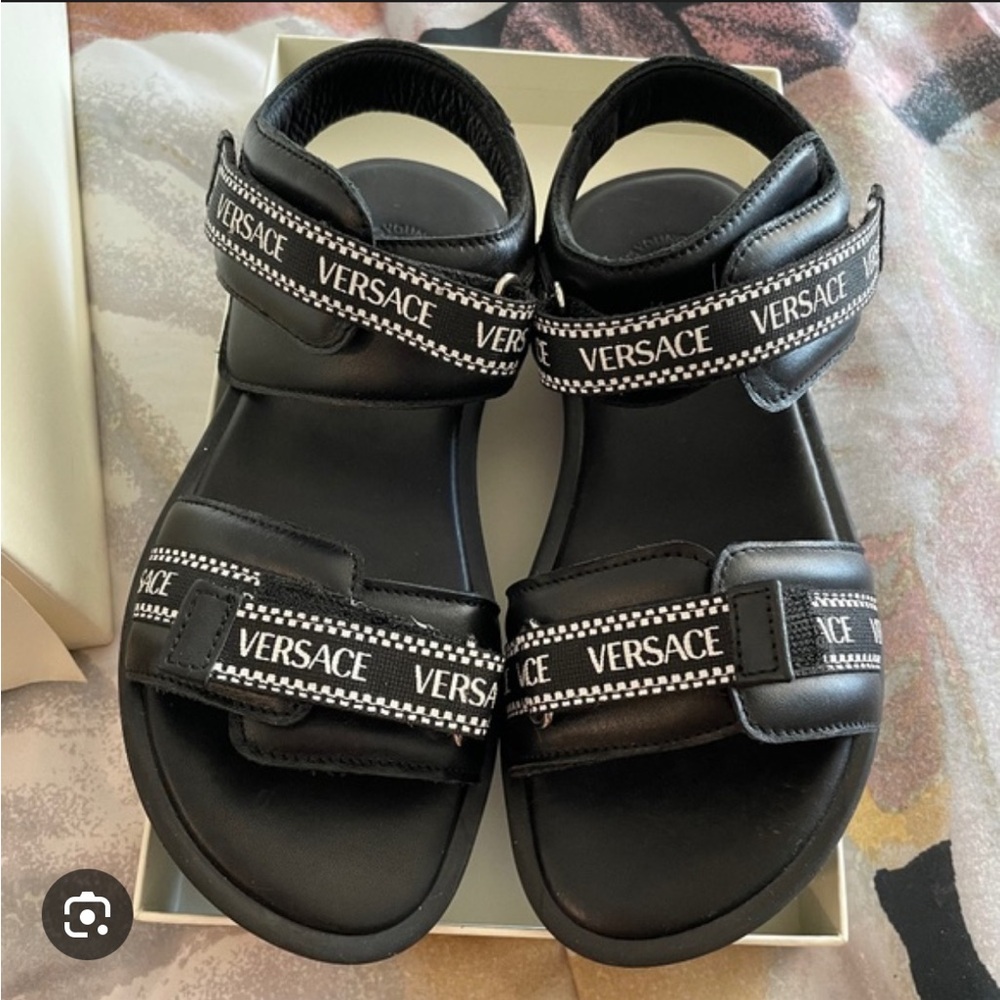 Versace Kids Black Strap Sandals